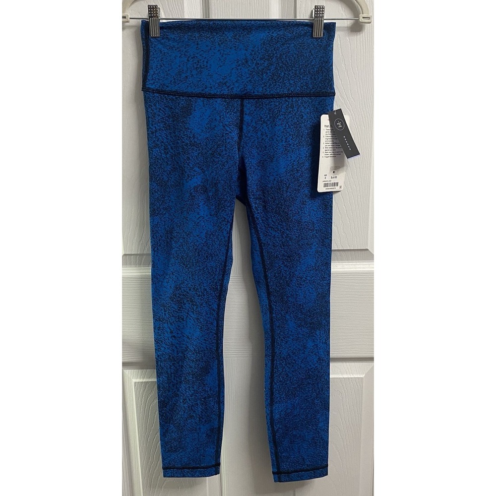 Lululemon Wunder Under Pant III  Spray Jacquard Legging Blue & Black 6 NEW